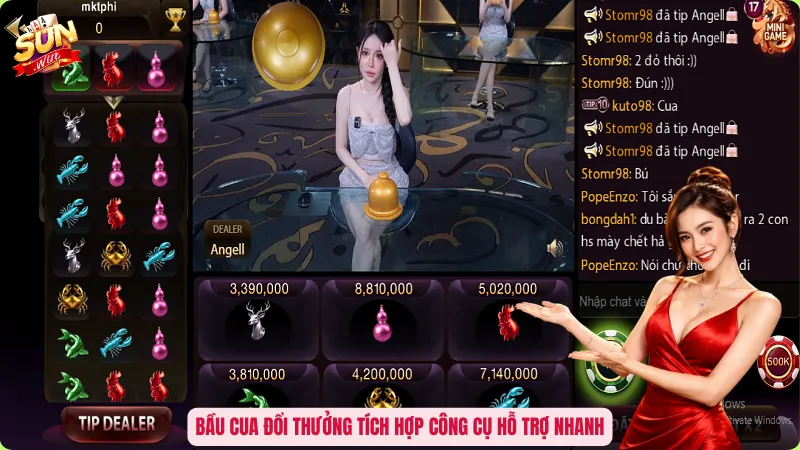 Bầu cua đổi thưởng tích hợp công cụ hỗ trợ nhanh