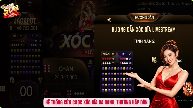 Hệ thống cửa cược xóc đĩa đa dạng, thưởng hấp dẫn